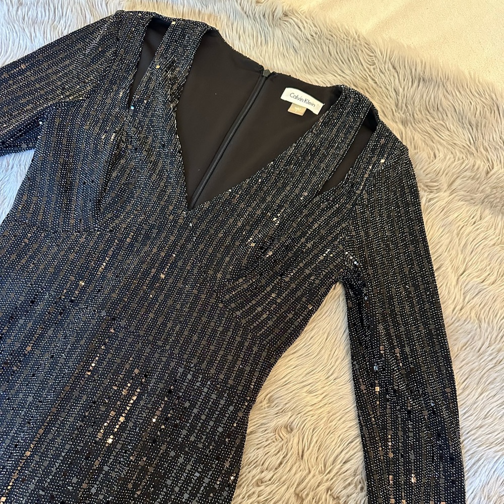 Black Sequined Calvin Klein Dress